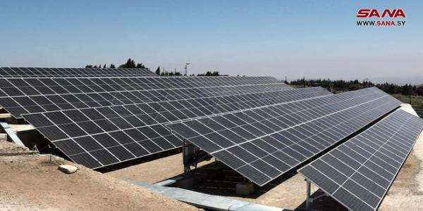 ربط محطة طاقة شمسية 1 ميغا بالشبكة الكهربائية في قرية أوتان بريف حمص