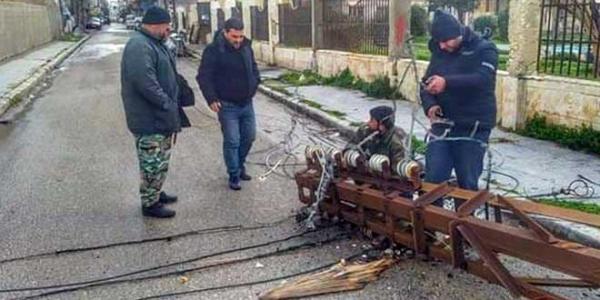 إصلاح أعطال كهربائية جراء الأحوال الجوية بطرطوس واللاذقية